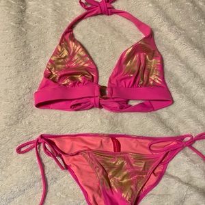 pink and gold bikini